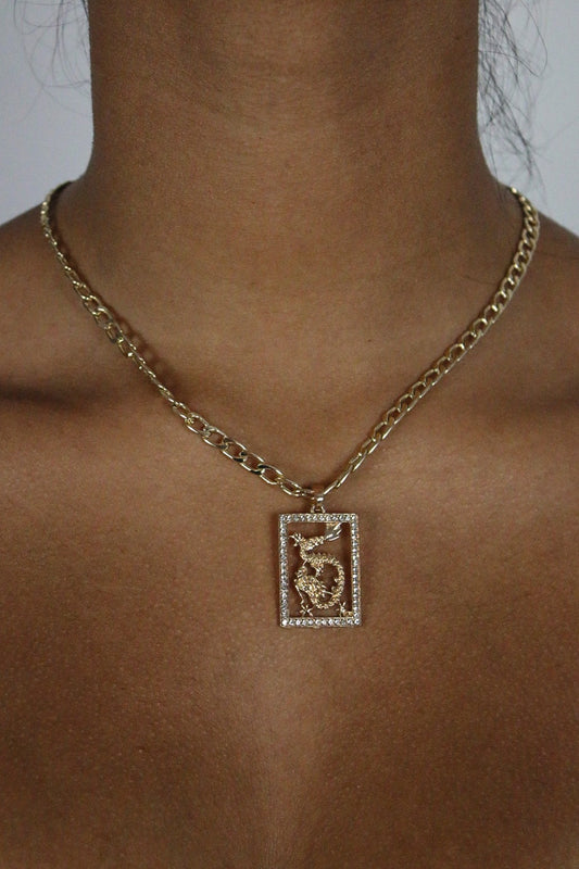 Rhinestone Dragon Pendant Necklace